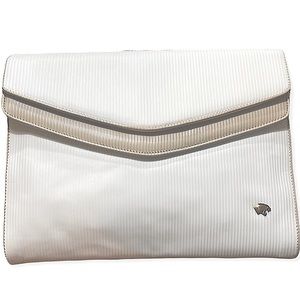 Bagheera White & Taupe Leather Vintage Envelope Clutch